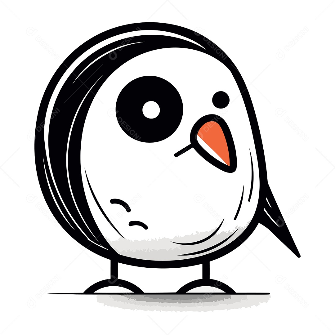 Pinguim Fofo de Desenho Animado Ilustração Vetor EPS