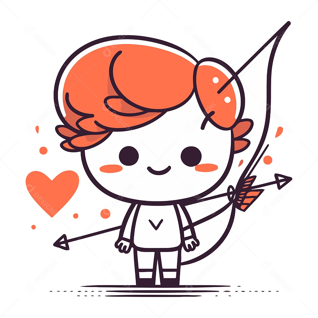 Cupido Fofo de Desenho Animado Ilustração Vetor EPS