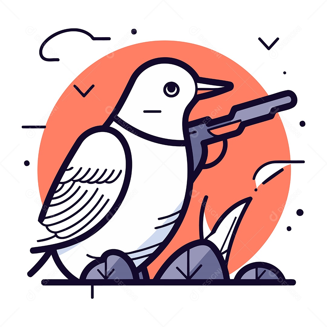 Gaivota de Desenho Animado Ilustração Vetor EPS