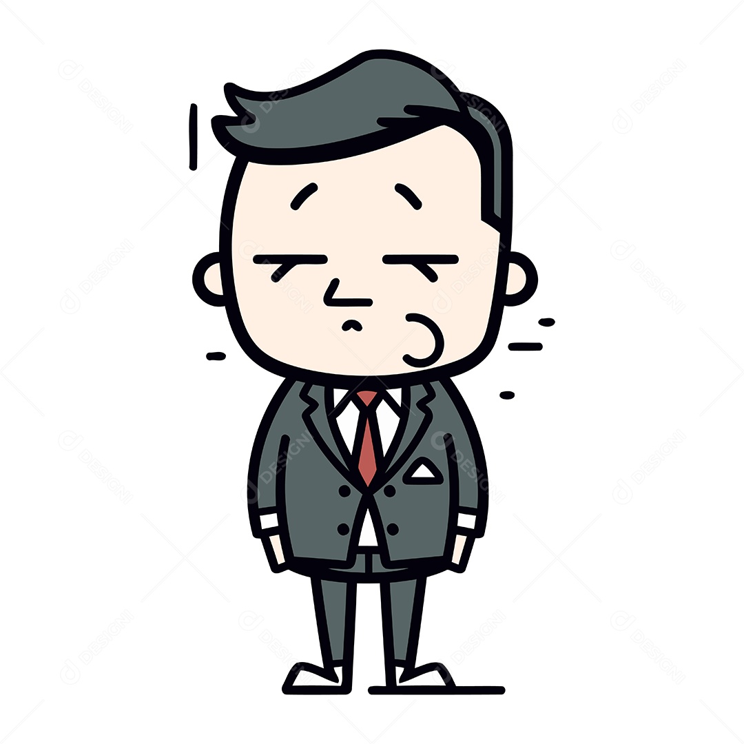 Homem Triste de Desenho Animado Ilustração Vetor EPS