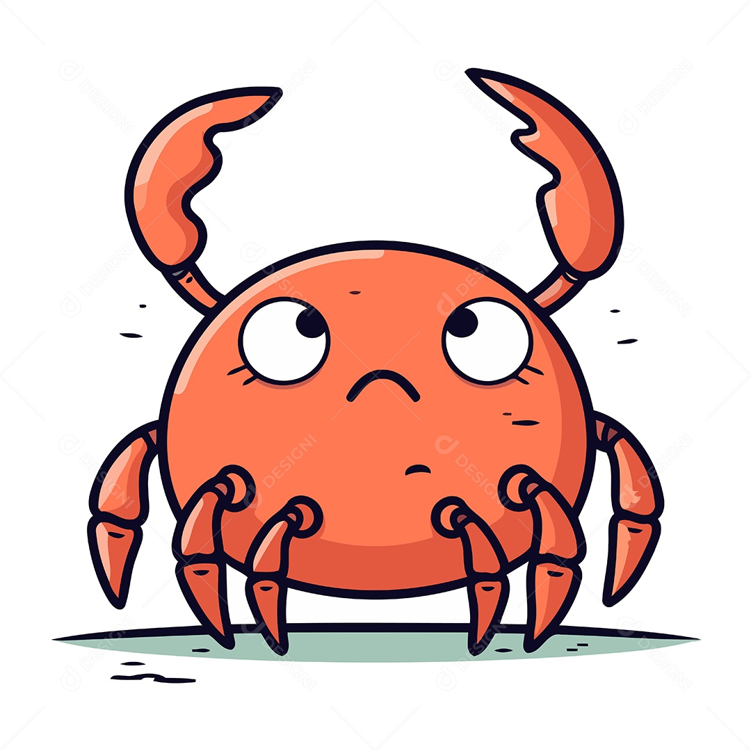 Caranguejo Bonito de Desenho Animado Ilustração Vetor EPS