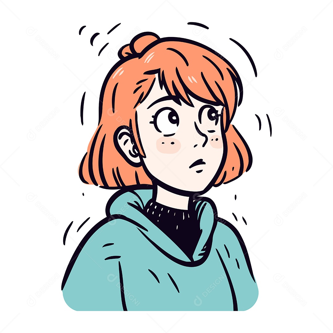 Jovem Triste de Desenho Animado Ilustração Vetor EPS