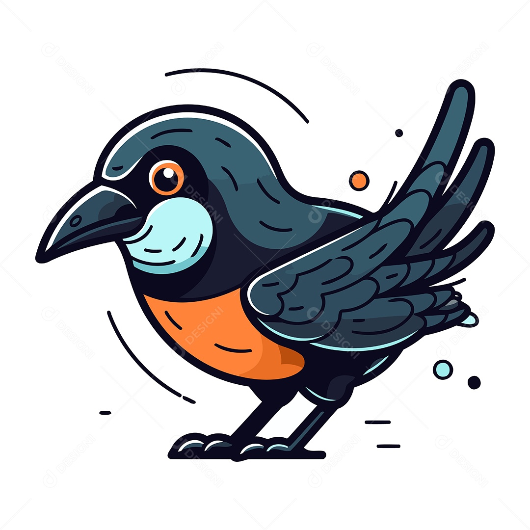 Corvo Bonito de Desenho Animado Ilustração Vetor EPS