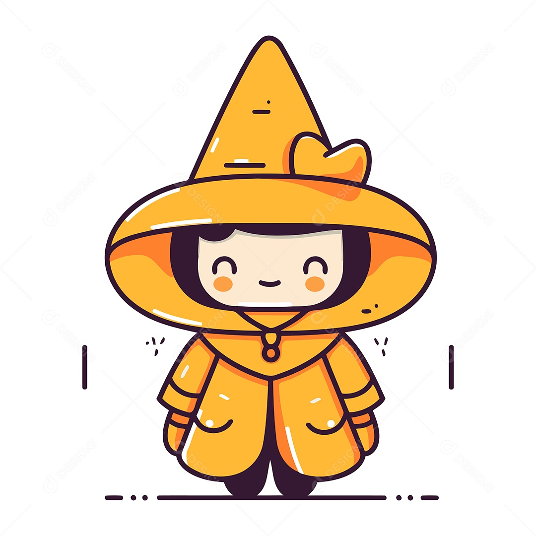 Menina Fantasia de Bruxa Desenho Animado Ilustração Vetor EPS