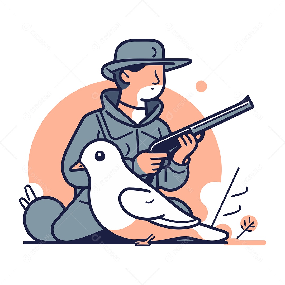 Caçador de Desenho Animado Ilustração Vetor EPS
