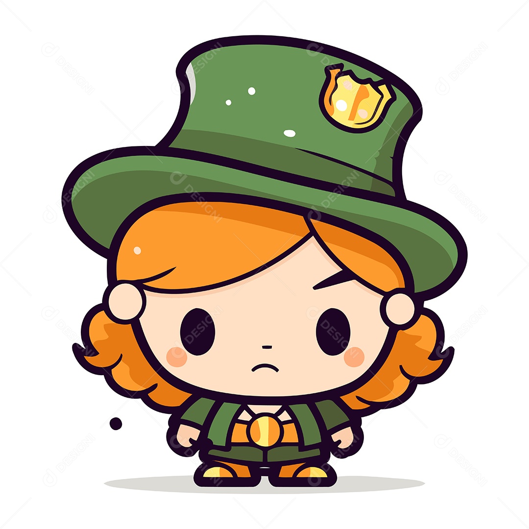 Garota na Fantasia de Duende Desenho Animado Ilustração Vetor EPS