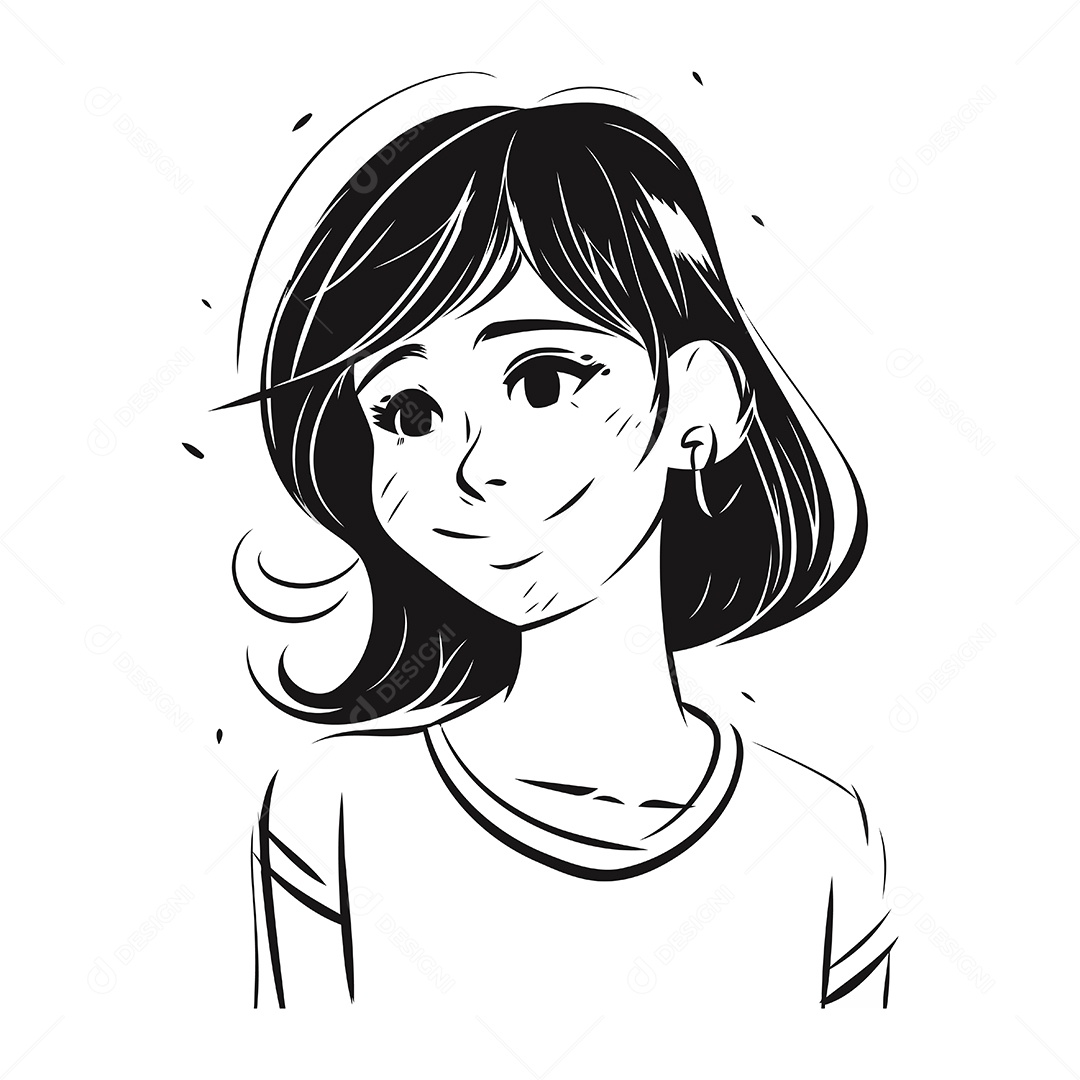 Linda Jovem de Desenho Animado Ilustração Vetor EPS