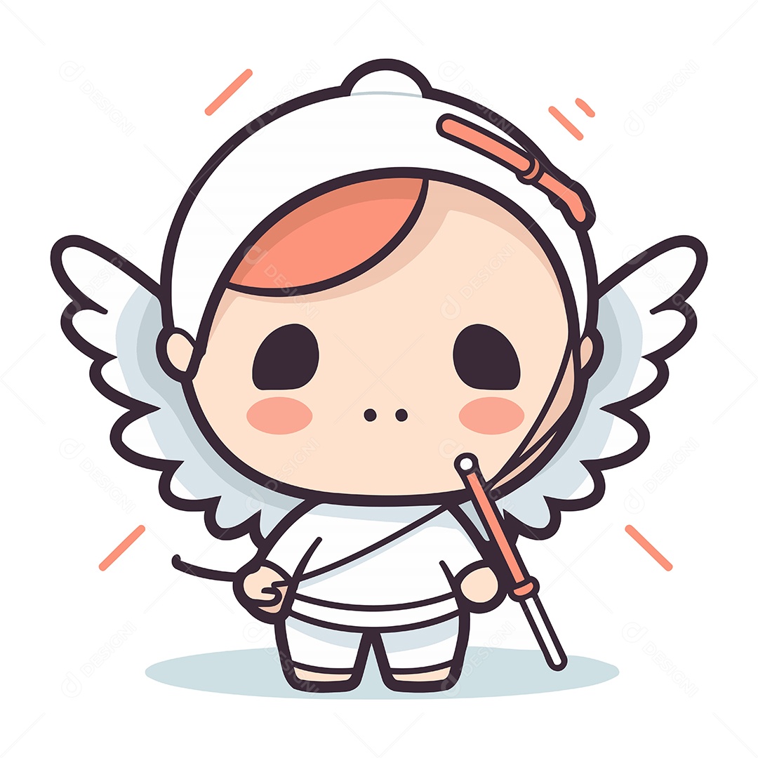 Anjo Bonito de Desenho Animado Ilustração Vetor EPS