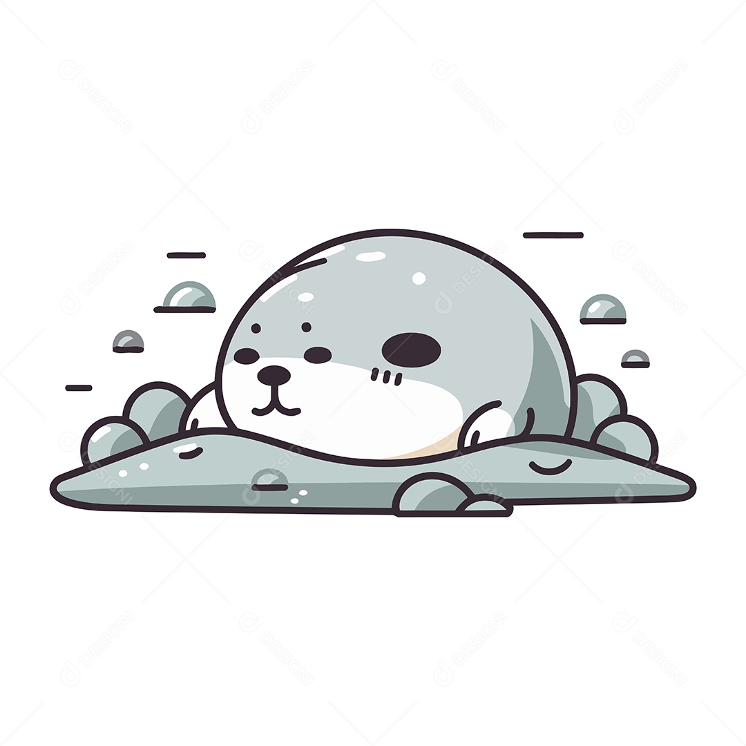 Foca Fofa de Desenho Animado Ilustração Vetor EPS