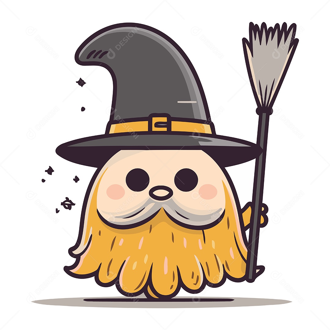 Bruxo de Desenho Animado Ilustração Vetor EPS