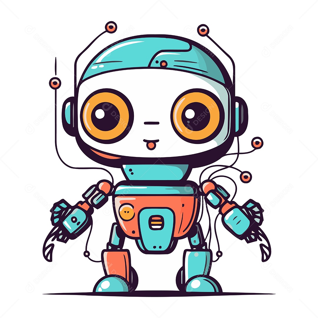 Robô de Desenho Animado Ilustração Vetor EPS