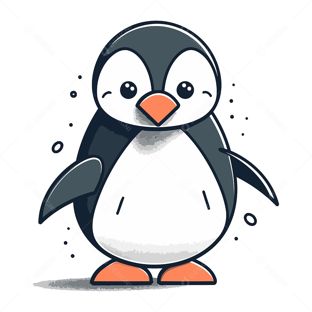Pinguim Bonito de Desenho Animado Ilustração Vetor EPS
