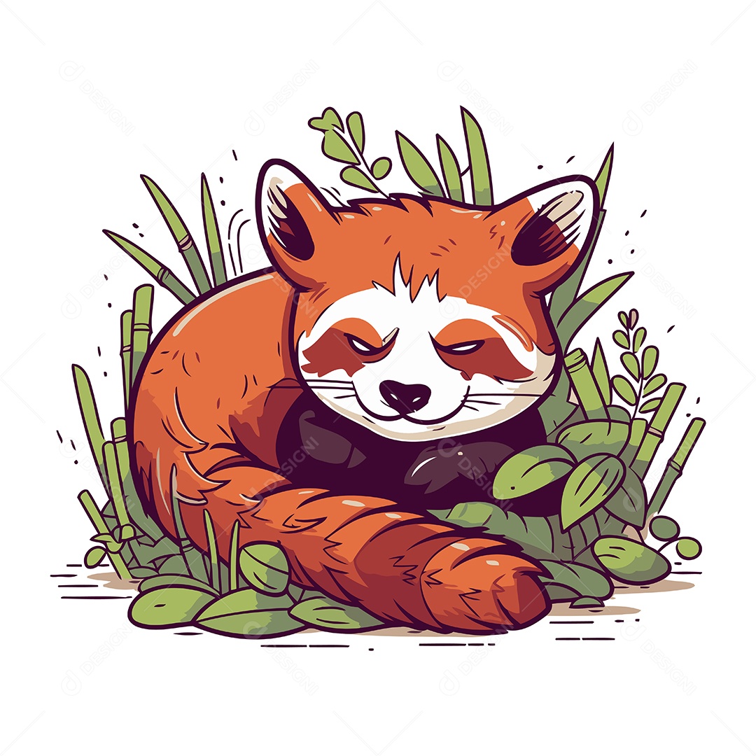 Panda Vermelho Fofo de Desenho Animado Ilustração Vetor EPS