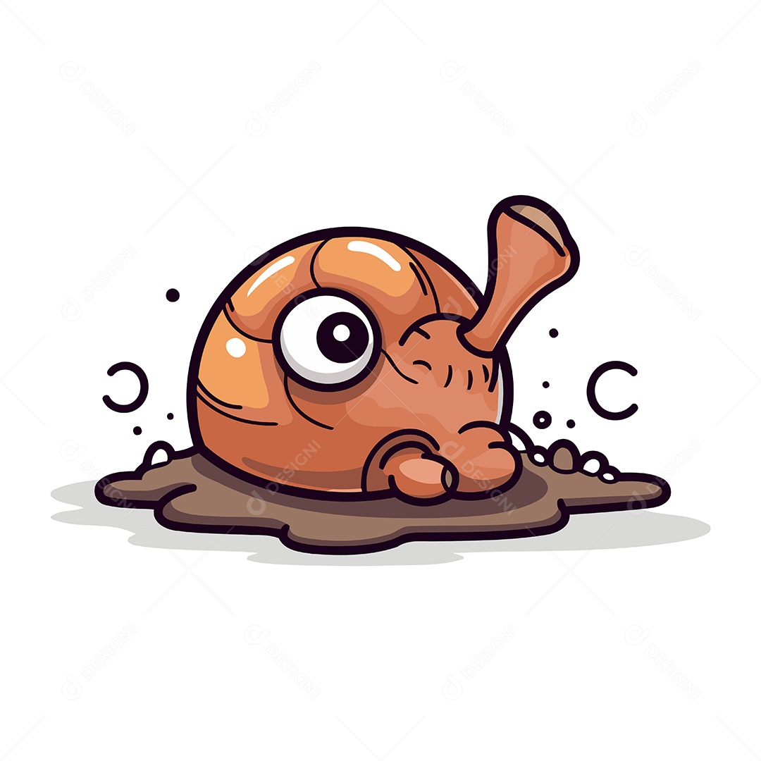 Caracol Fofo de Desenho Animado Ilustração Vetor EPS