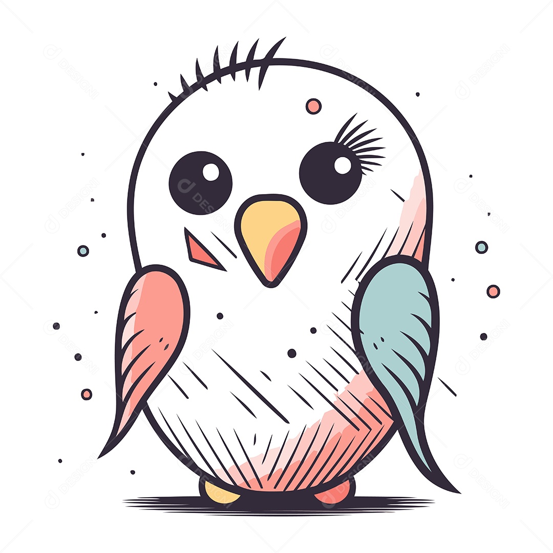 Pássaro Papagaio Fofo  de Desenho Animado Ilustração Vetor EPS