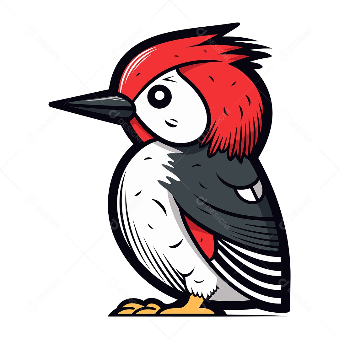 Pica Pau Fofo de Desenho Animado Ilustração Vetor EPS