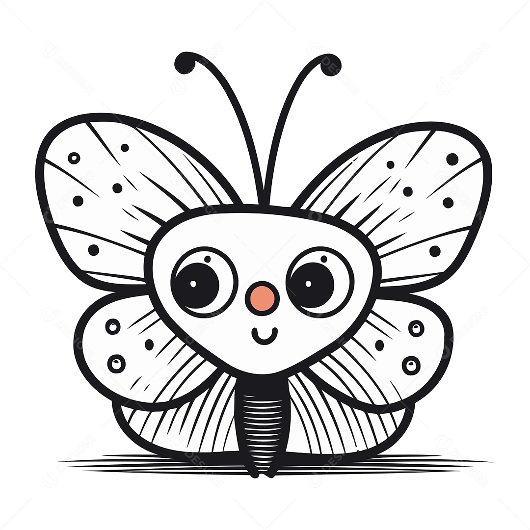 Borboleta de Desenho Animado Ilustração Vetor EPS
