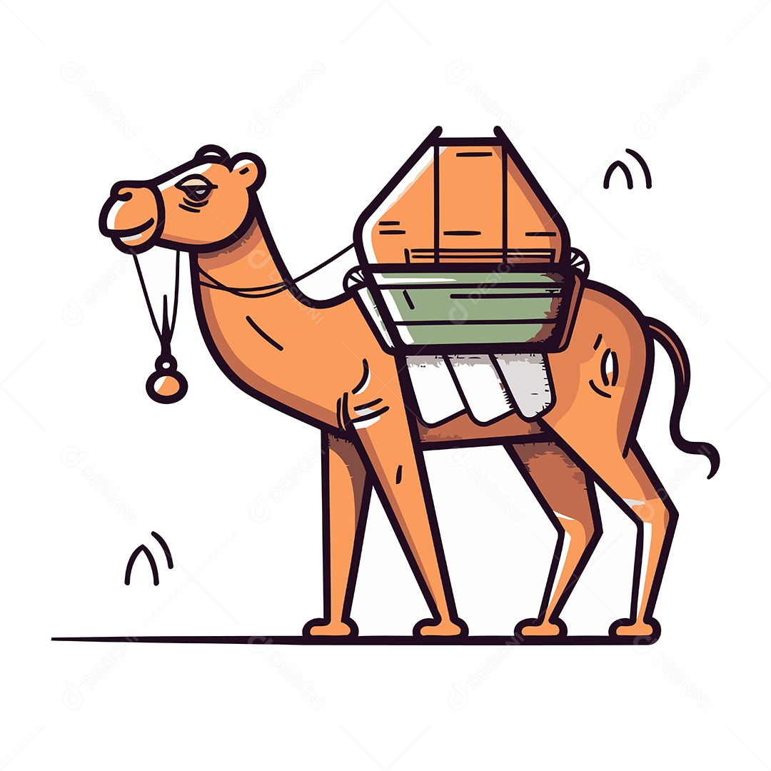Camelo de Desenho Animado Ilustração Vetor EPS