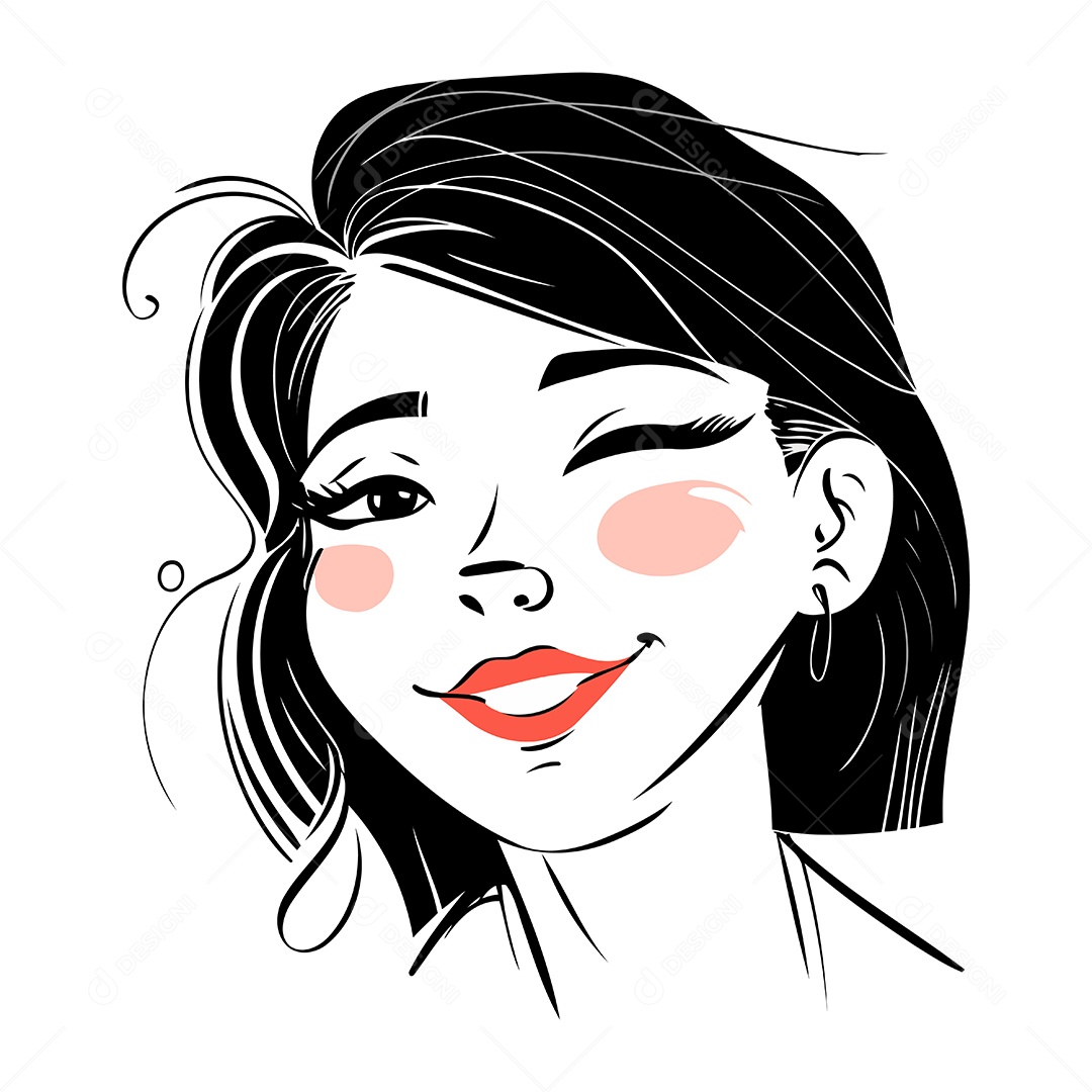 Linda Garota de Desenho Animado Ilustração Vetor EPS