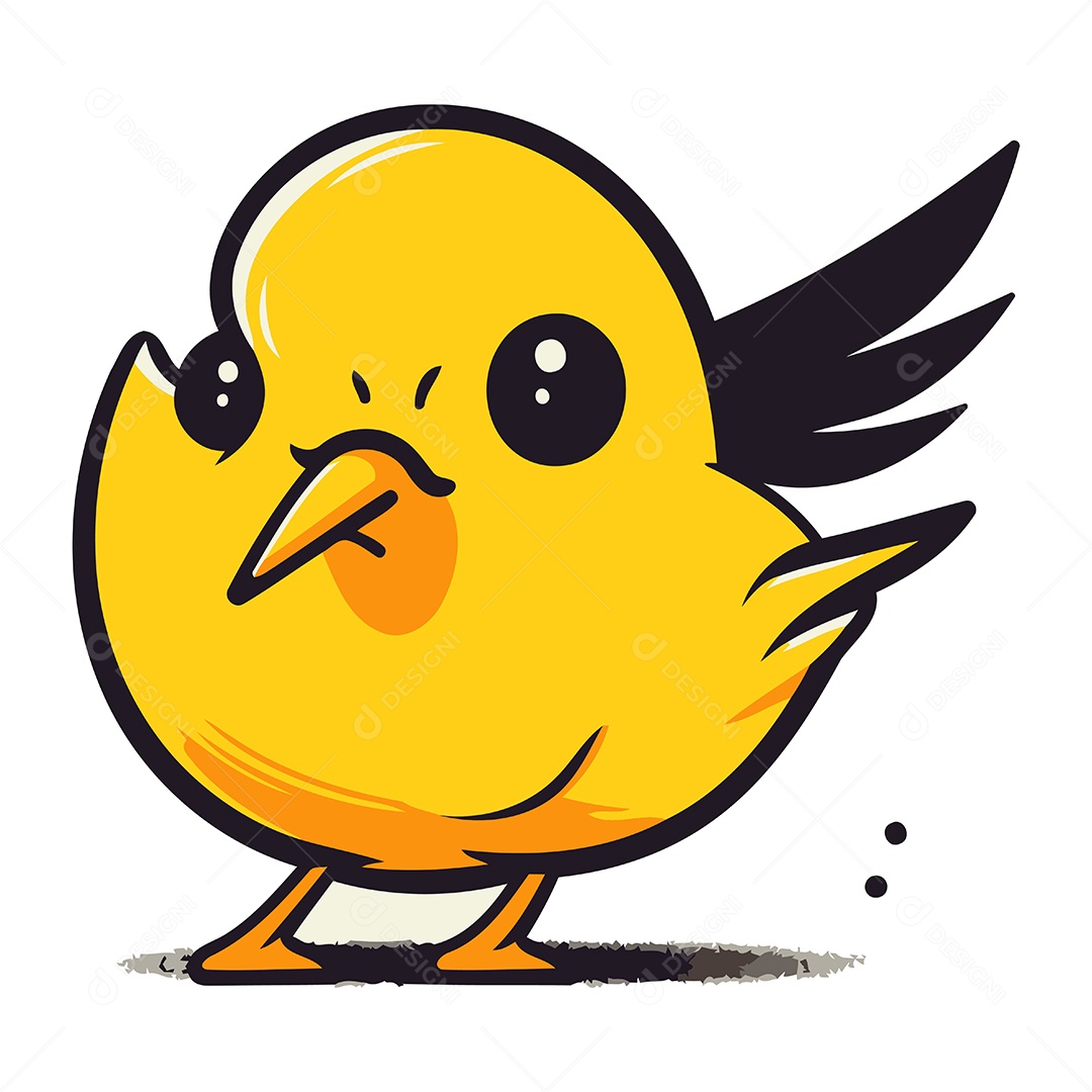 Passarinho Amarelo de Desenho Animado Ilustração Vetor EPS