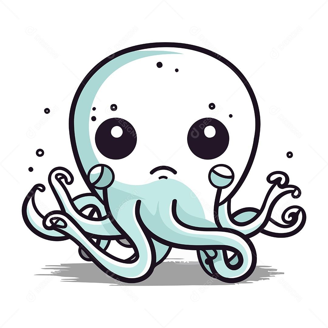 Polvo Bonito de Desenho Animado Ilustração Vetor EPS