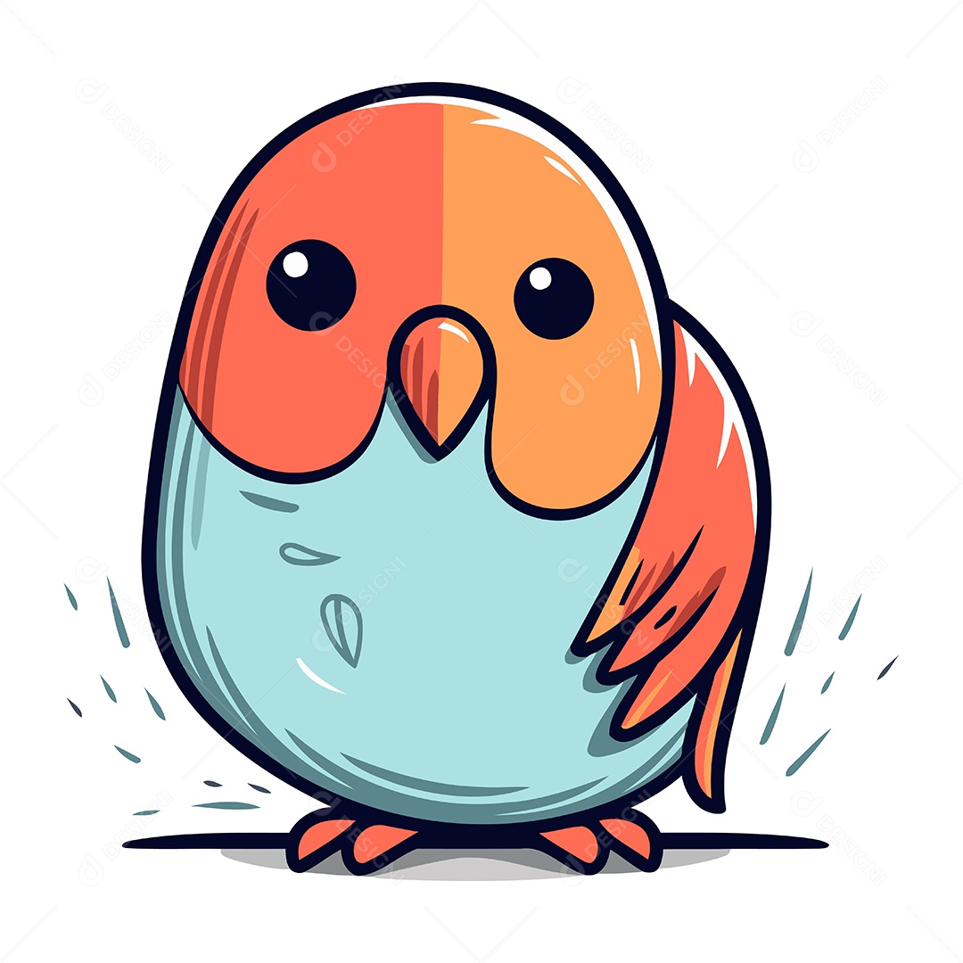 Papagaio Bonito de Desenho Animado Ilustração Vetor EPS