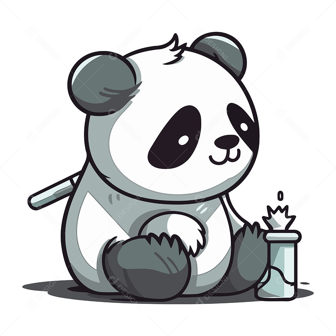 Urso Panda de Desenho Animado Ilustração Vetor EPS