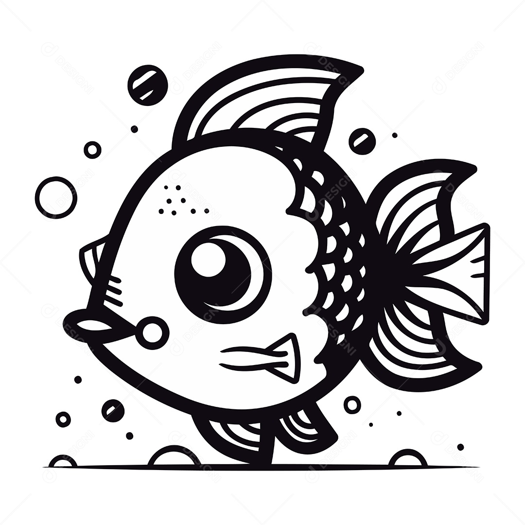 Peixe Bonito de Desenho Animado Ilustração Vetor EPS