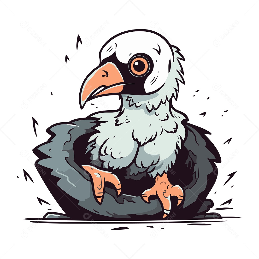 Pássaro Abutre de Desenho Animado Ilustração Vetor EPS