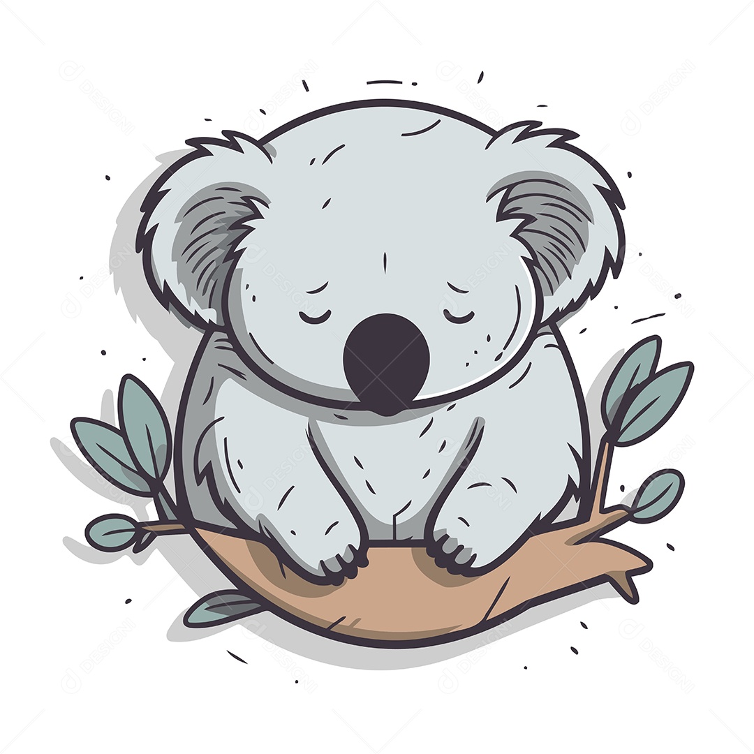 Coala Fofo de Desenho Animado Ilustração Vetor EPS