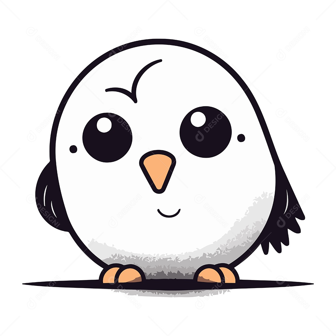 Pinguim Bonito de Desenho Animado Ilustração Vetor EPS