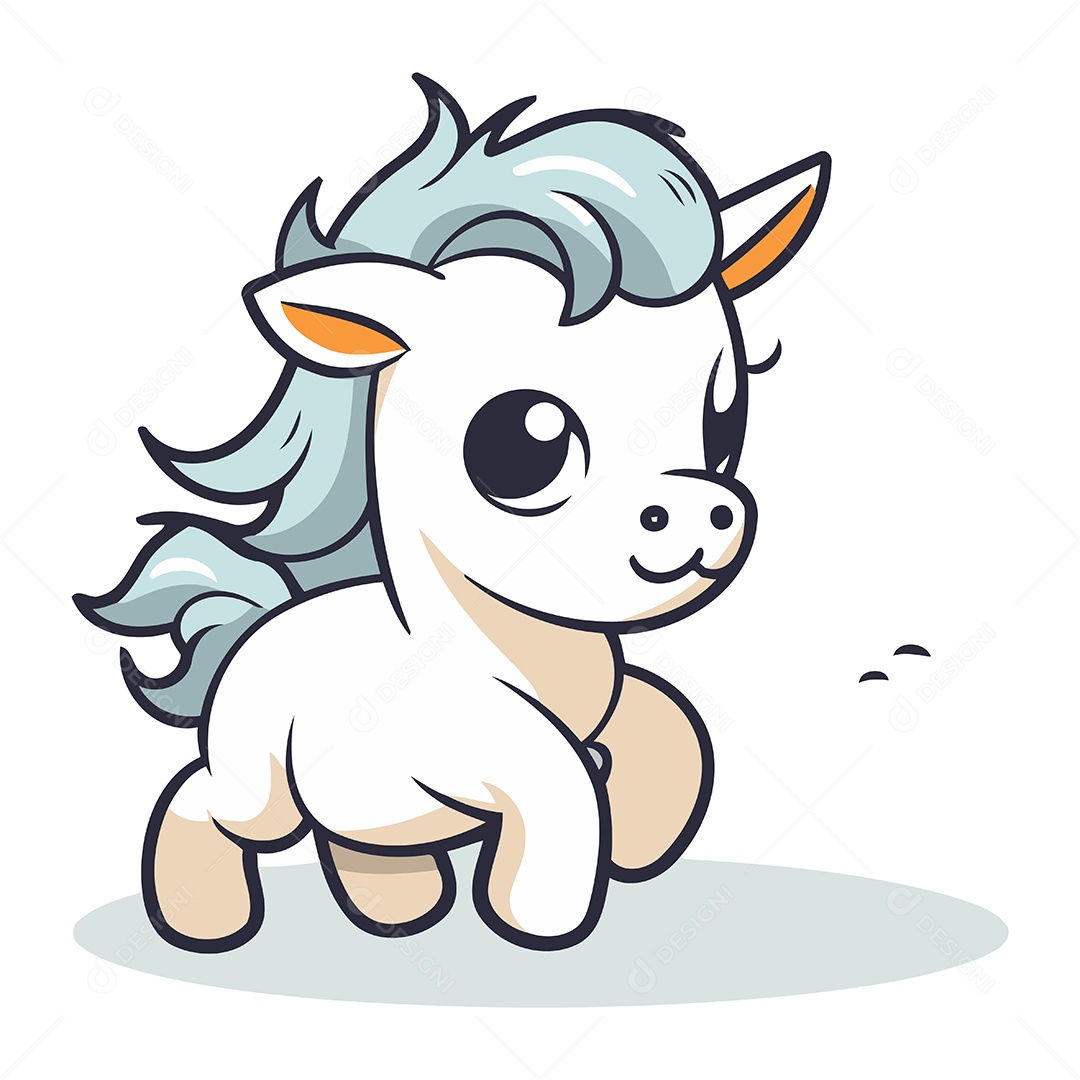 Unicórnio Bonitinho de Desenho Animado Ilustração Vetor EPS