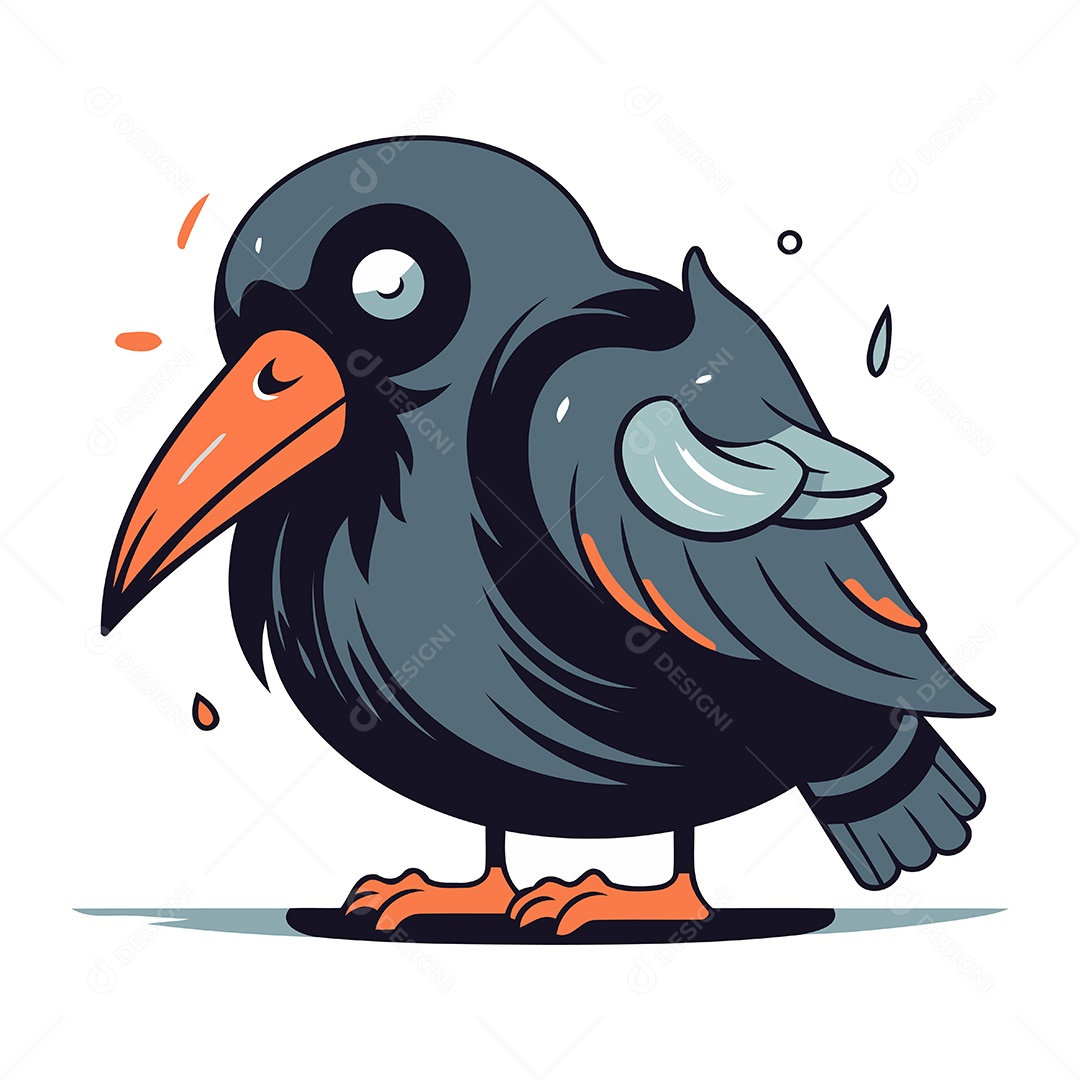 Corvo Bonito de Desenho Animado Ilustração Vetor EPS