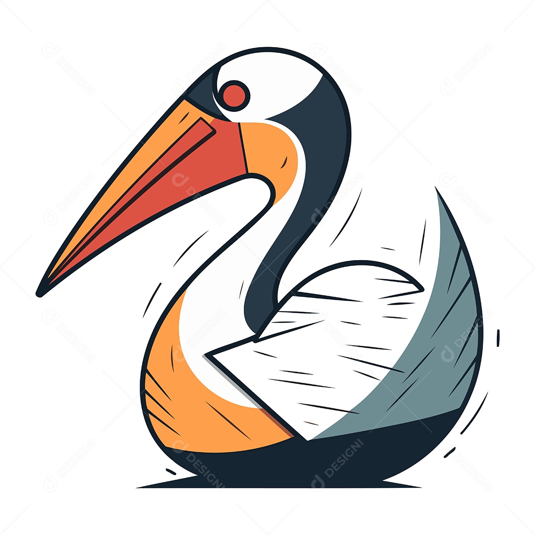 Pelicano de Desenho Animado Ilustração Vetor EPS