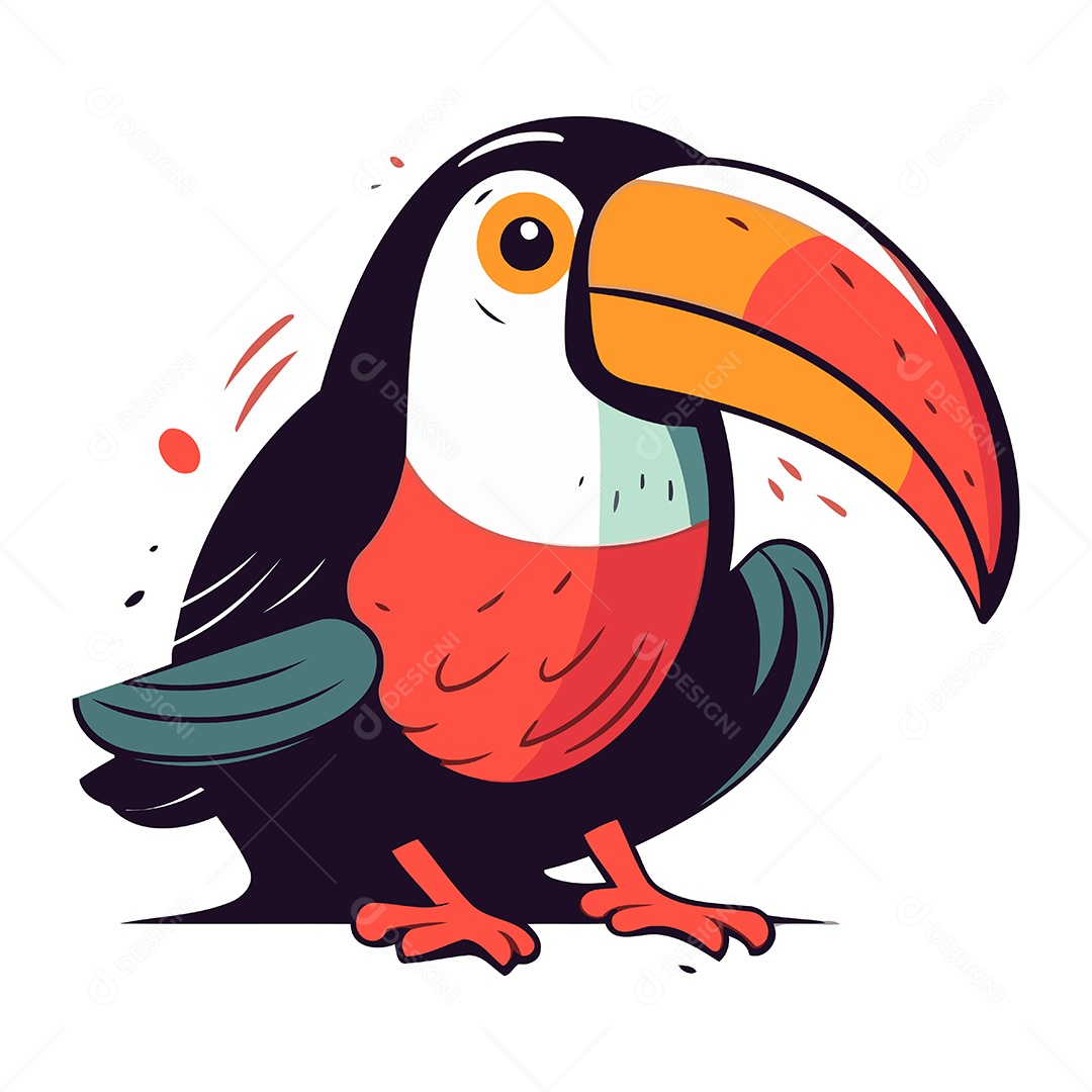 Tucano de Desenho Animado Ilustração Vetor EPS