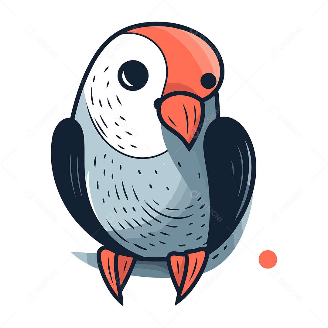 Papagaio Bonito de Desenho Animado Ilustração Vetor EPS