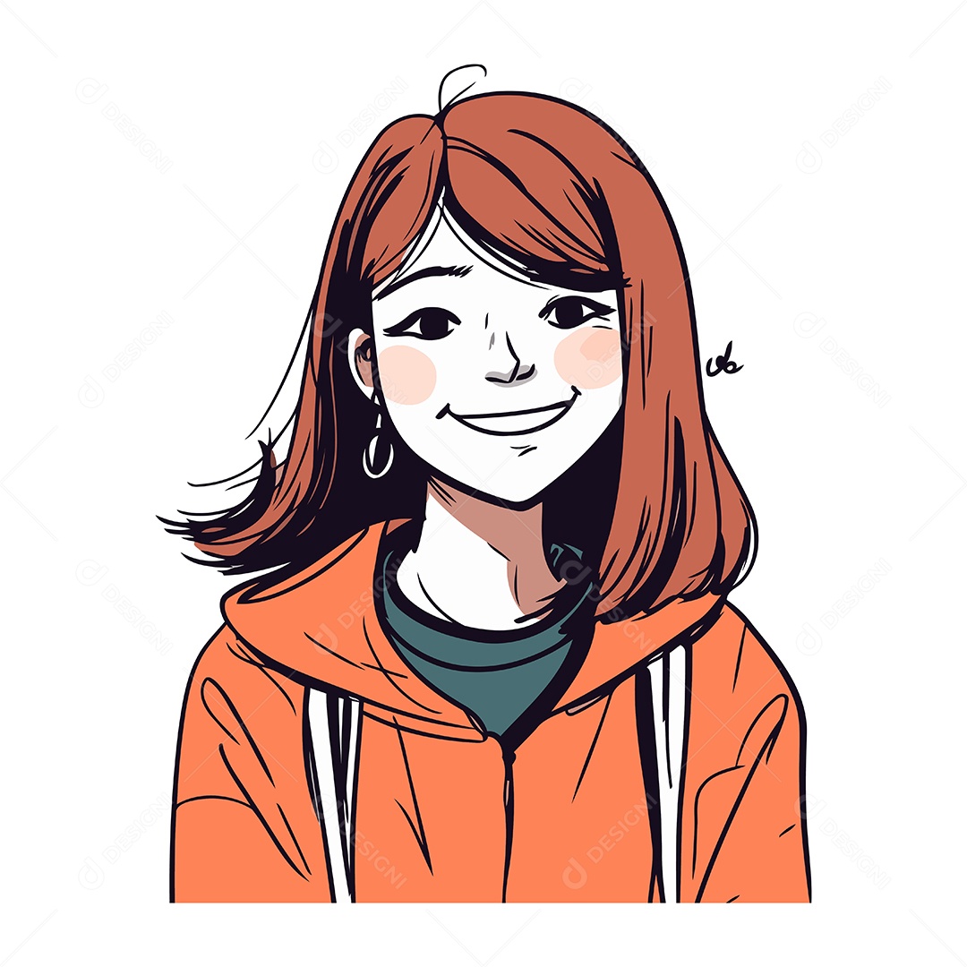 Garota Sorridente de Desenho Animado Ilustração Vetor EPS