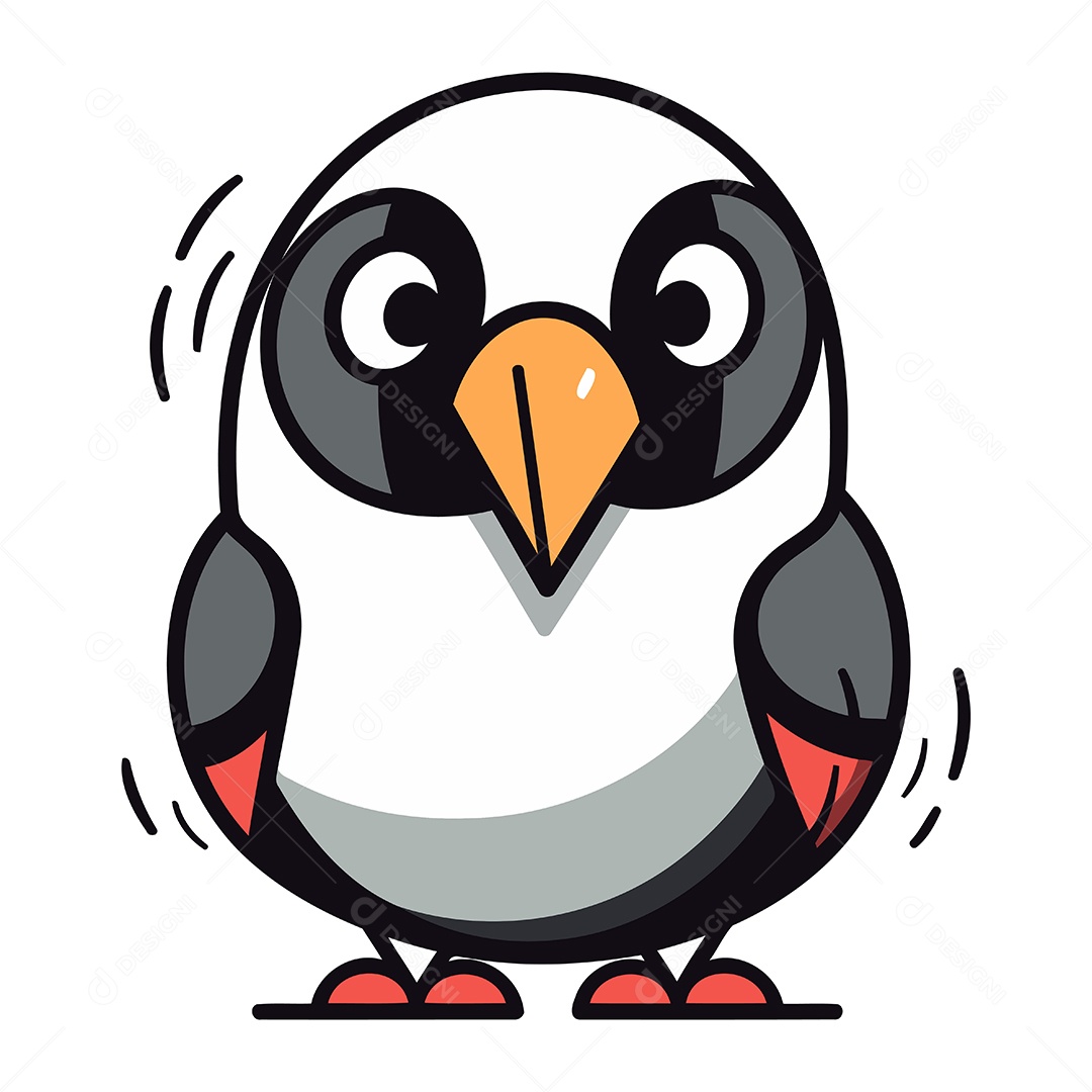 Pinguim Bonito de Desenho Animado Ilustração Vetor EPS