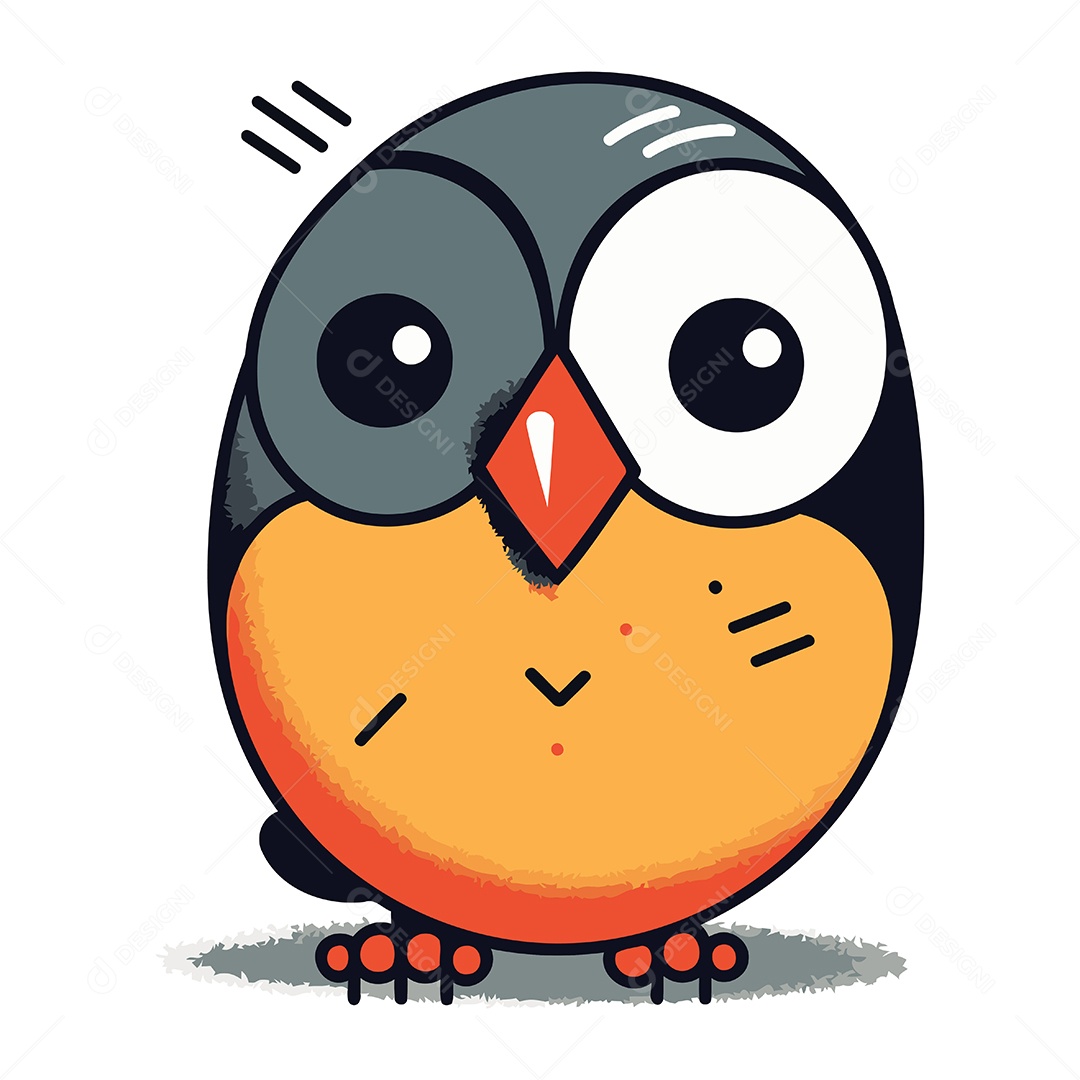 Pinguim Bonito de Desenho Animado Ilustração Vetor EPS