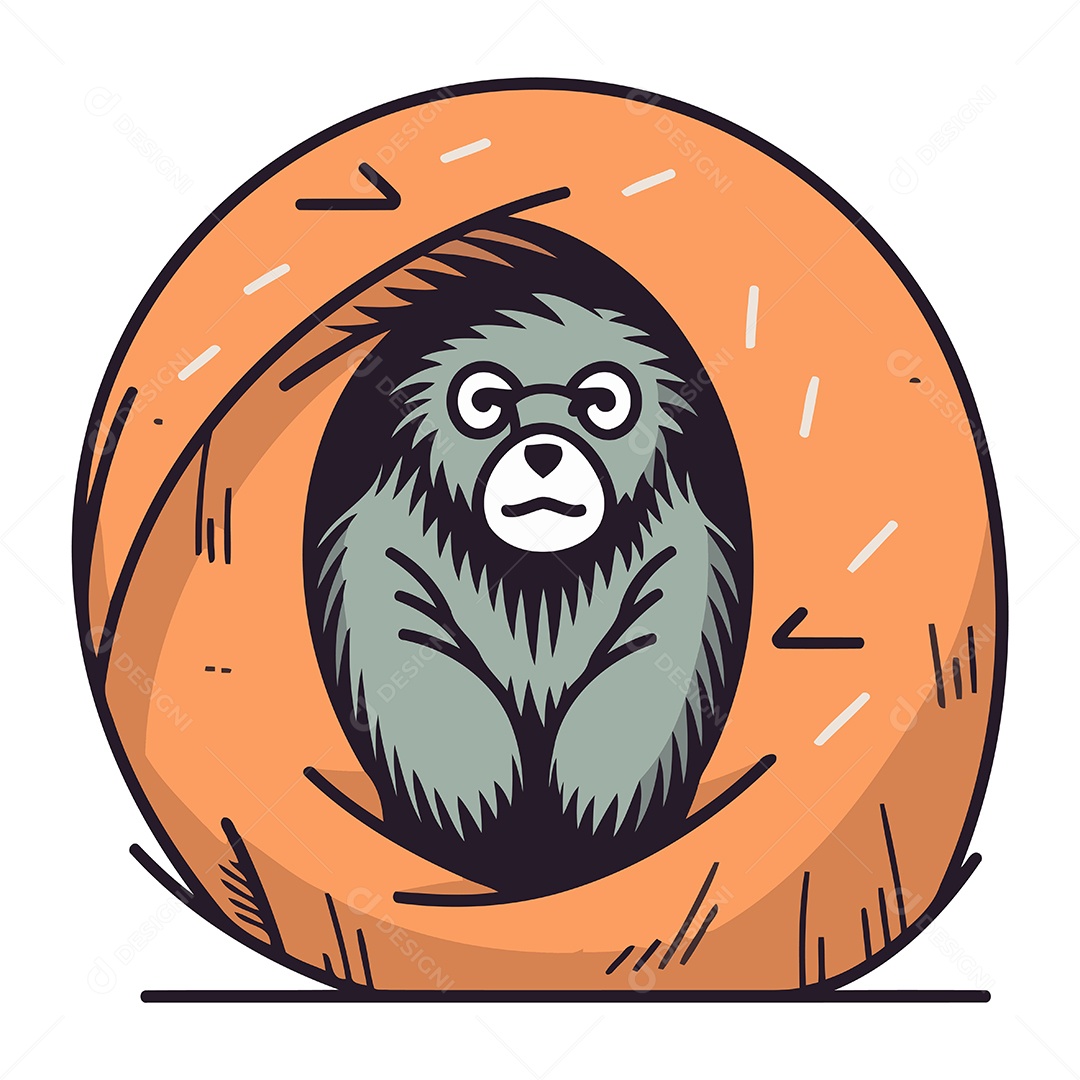 Gorila em um Círculo de Desenho Animado Ilustração Vetor EPS