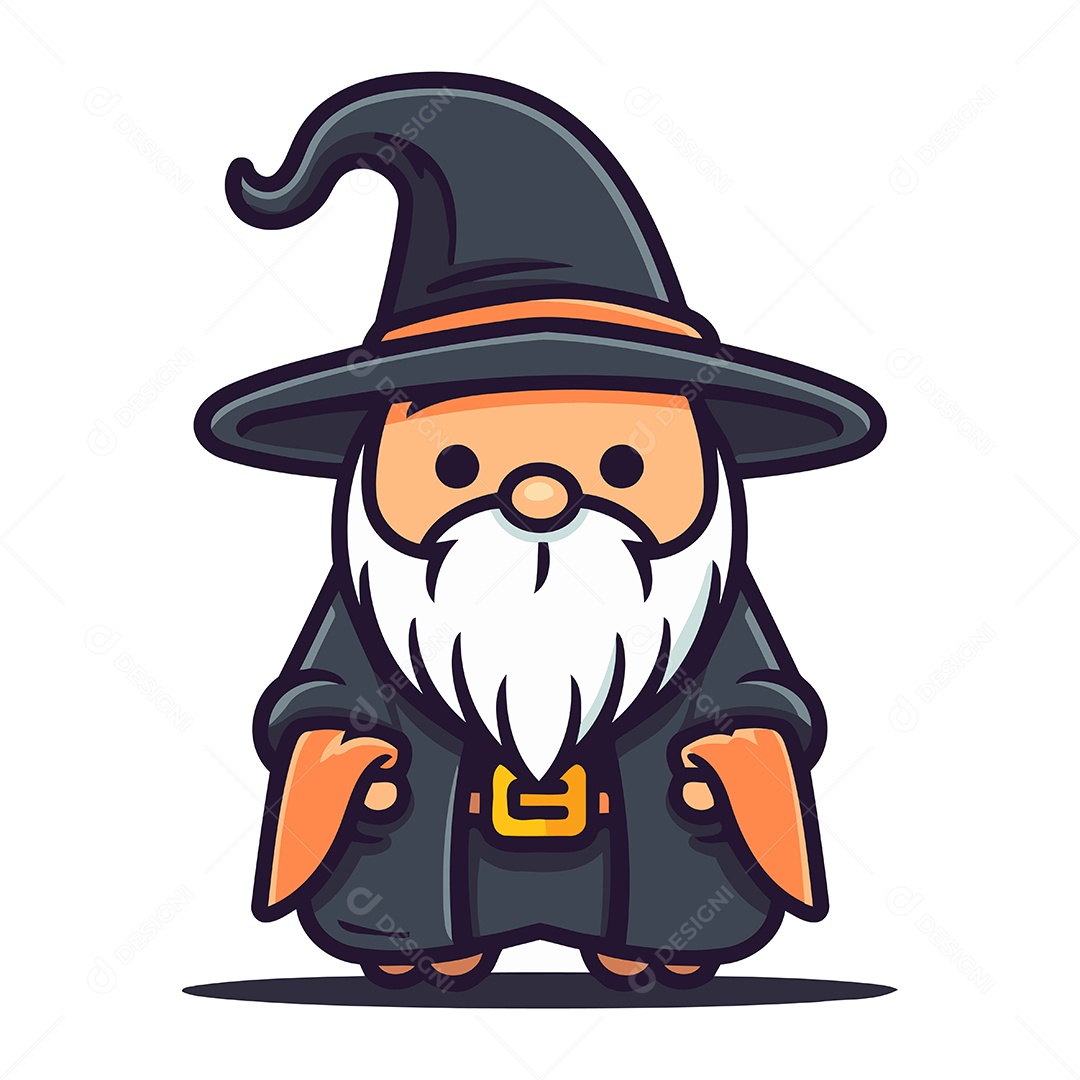 Feiticeiro de Desenho Animado Ilustração Vetor EPS
