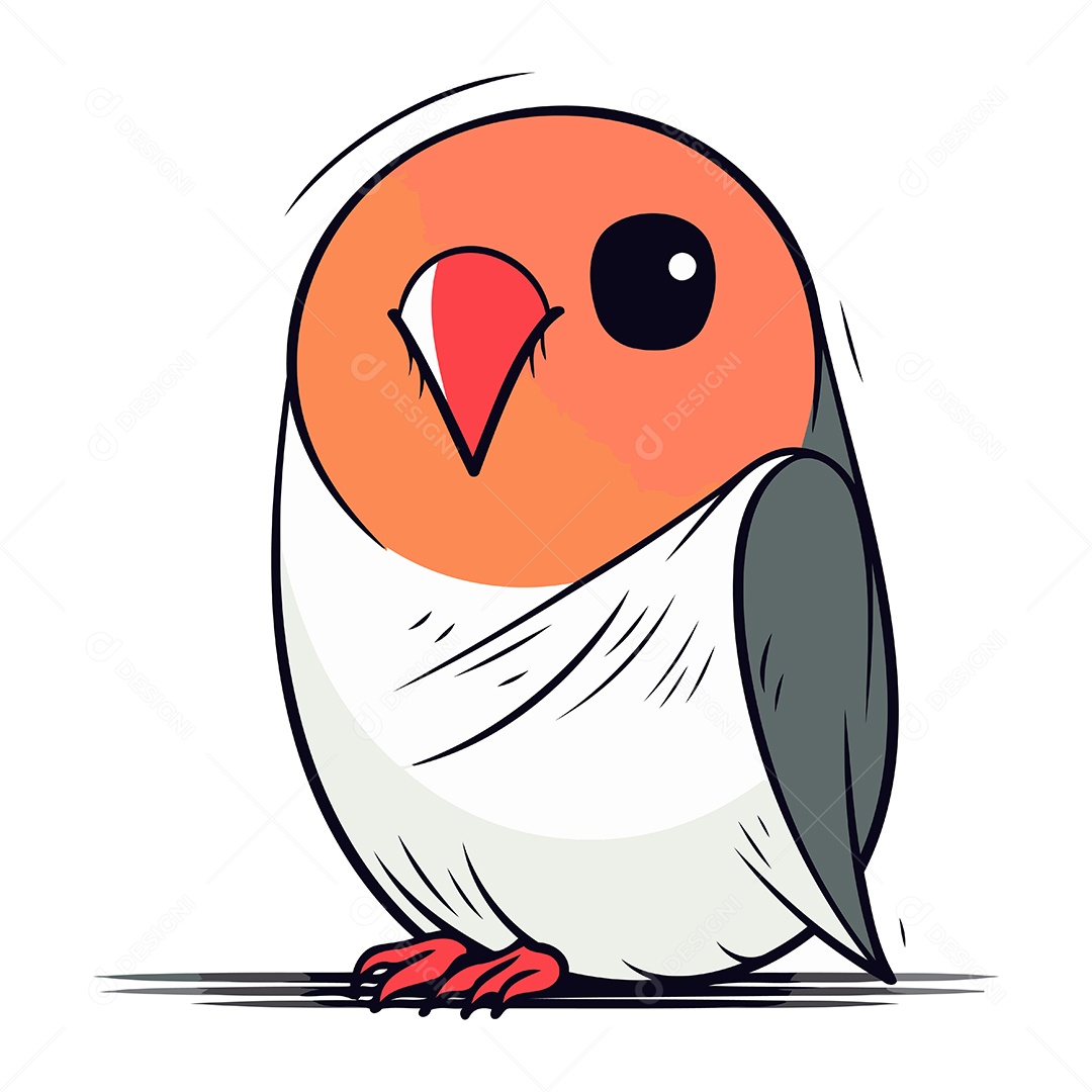 Papagaio Fofo de Desenho Animado Ilustração Vetor EPS