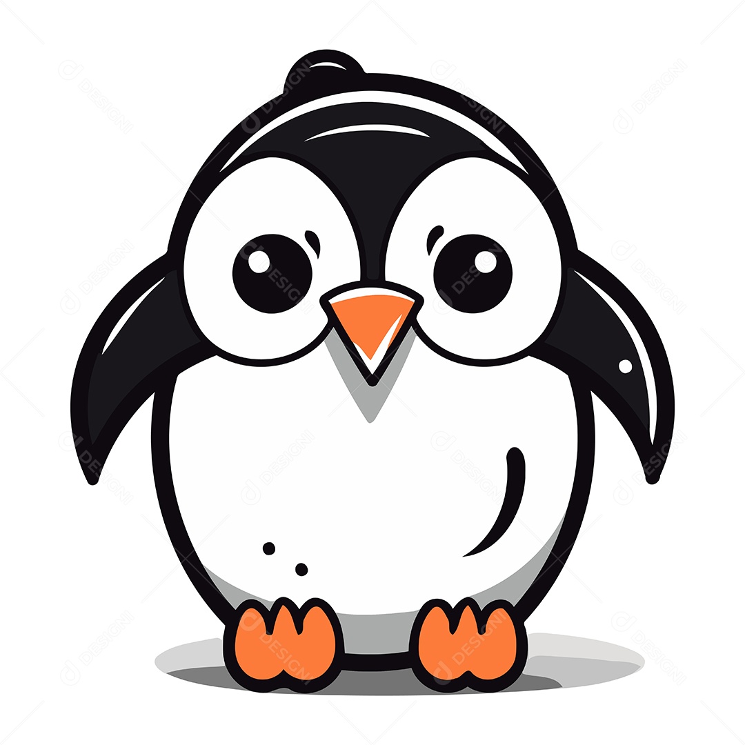 Pinguim Fofo de Desenho Animado Ilustração Vetor EPS