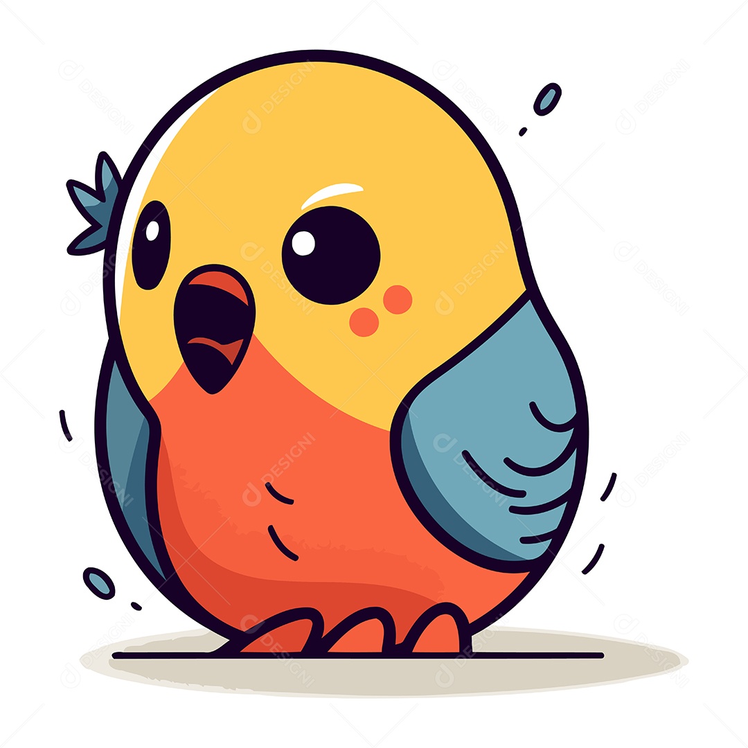 Pássaro Bonito de Desenho Animado Ilustração Vetor EPS