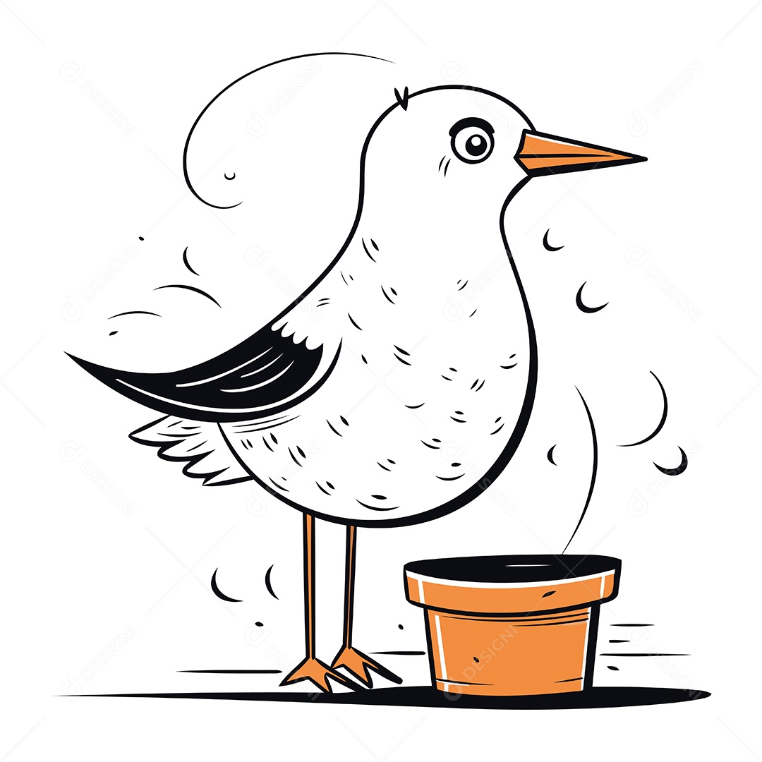 Gaivota de Desenho Animado Ilustração Vetor EPS