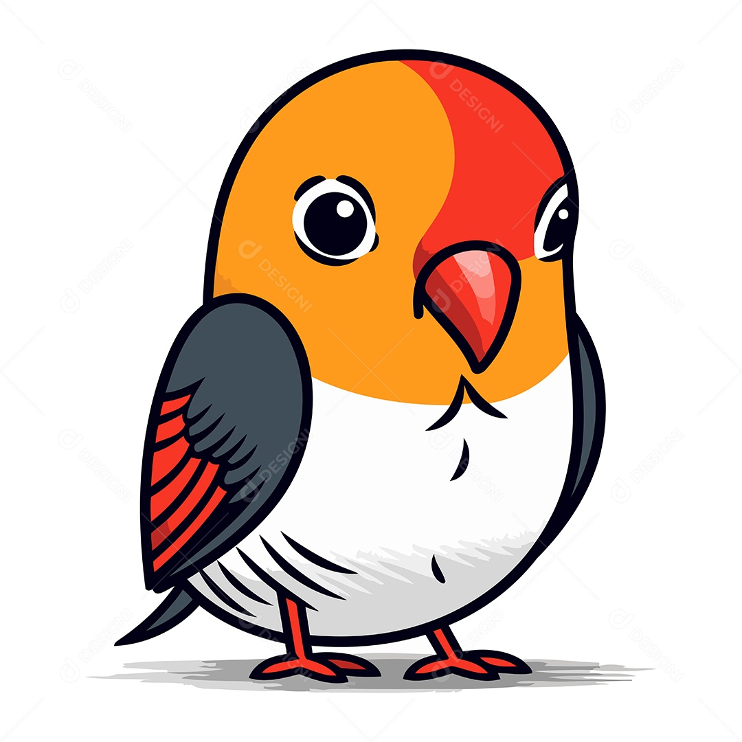 Pássaro Pequeno Bonito de Desenho Animado Ilustração Vetor EPS