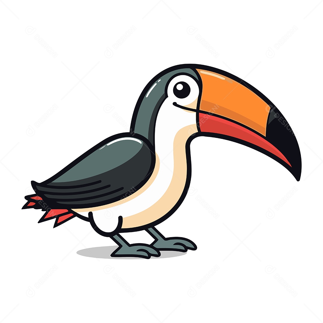 Pássaro Tucano de Desenho Animado Ilustração Vetor EPS