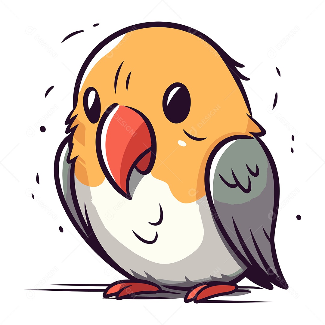 Papagaio Bonito de Desenho Animado Ilustração Vetor EPS