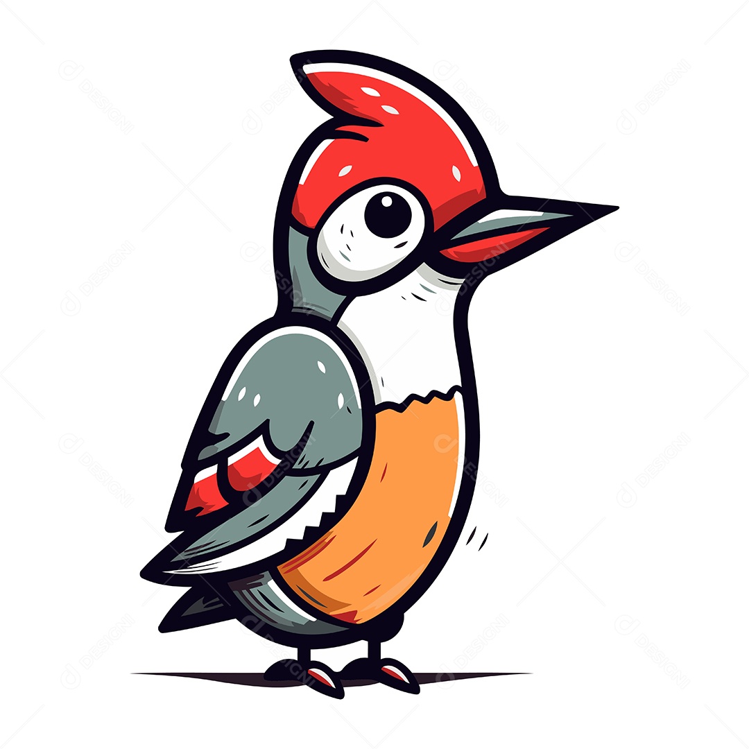 Pica Pau Fofo de Desenho Animado Ilustração Vetor EPS