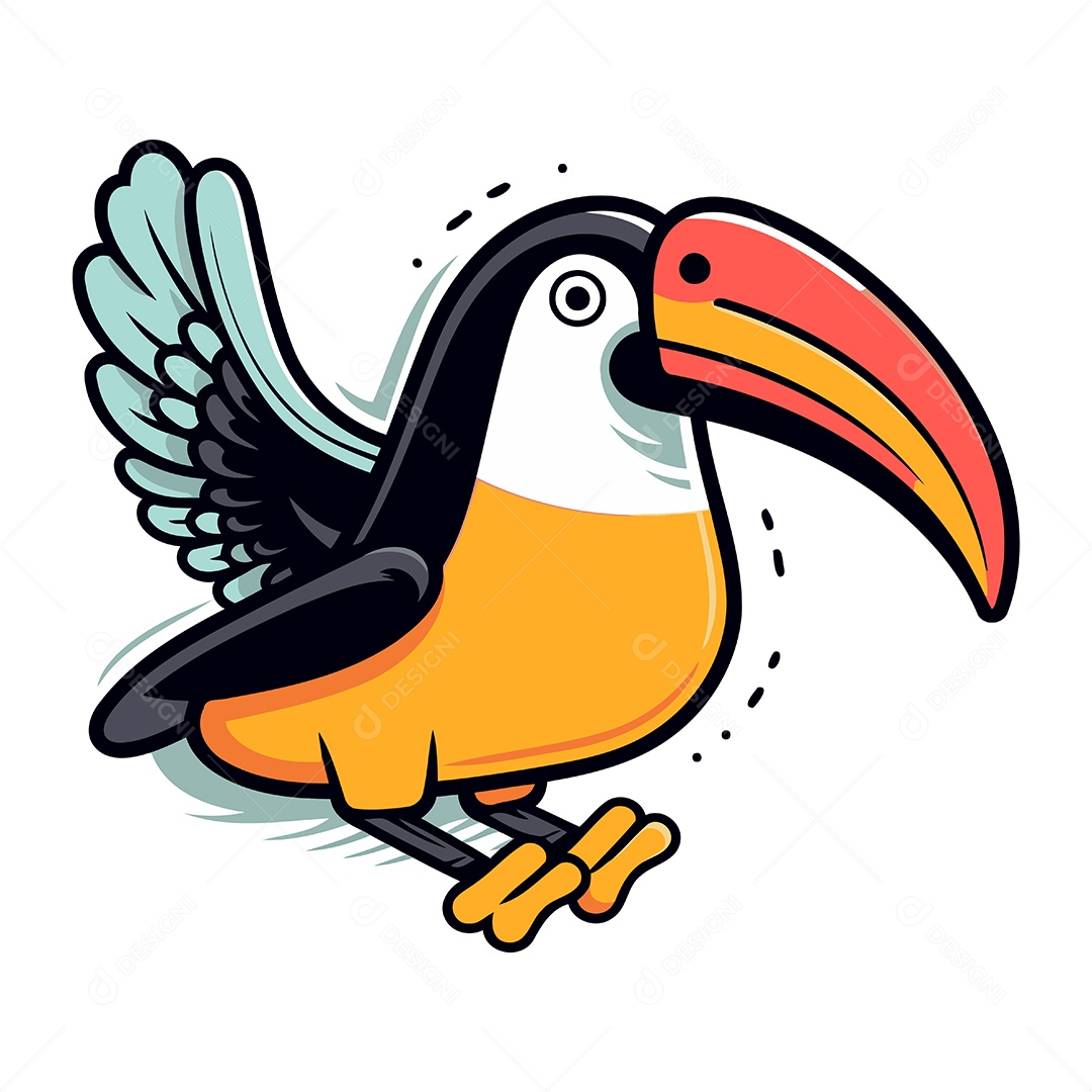 Tucano Fofo de Desenho Animado Ilustração Vetor EPS